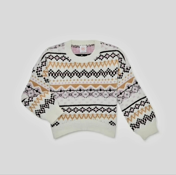 Wonder Nation Girls Long Sleeve Fair Isle Sweater - Picture 3 of 5